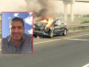 بالصور: سائق رملاوي ينقذ سيدة من مركبة مشتعلة بعد حادث طرق قرب مطار اللد